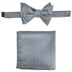 Men's Checkered 2.75" x 4.75" Adjustable 16" - 20" Freestyle Self Tie with Hankie Set - 1 of 4