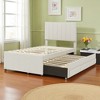 Twin Upholstered Platform Bed with Trundle and 3 Storage Drawers, Stripe Headboard, Linen Fabric, Space Saving - 3 of 4