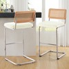 Bekrvio Bar Stools Set of 2/3/4, 26”/30" Barstool with Rattan Back, Velvet-Upholstered & Chrome Frame,Mid Century Modern Kitchen Stool for Island - 3 of 4