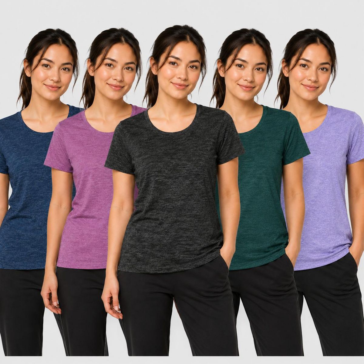 Beverly Hills Polo Club Women's 5-Pack Performance T-Shirt (S-XL) - thumbnail 2
