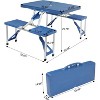 135.5×83×65.5cm Portable Folding Camping Picnic Table Camping Suitcase Table with Seats Chairs Blue - 2 of 4