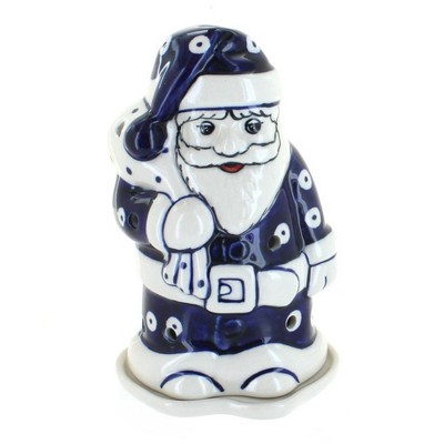 Blue Rose Polish Pottery Dots Santa Luminary