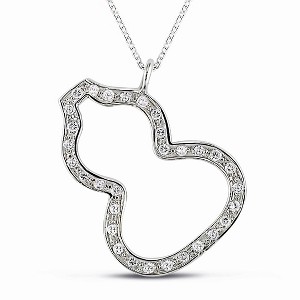 EVERLY JEWELRY | Sterling Silver 3/4 CT TGW Cubic Zirconia Calabash Pendant with Chain, 18-inch - 1 of 3