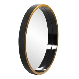 Howard Elliott 24" Round Black/Gold Trimmed Wood Framed Decorative Brando Wall Mirror: Modern Style, No Assembly Required - 1 of 4