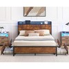 Full Queen Bed Frame with Storage Drawers and Charging Station, LED Light Bed with Storage Headboard, Platform Bed with Strong Wood Slats Support - image 3 of 4