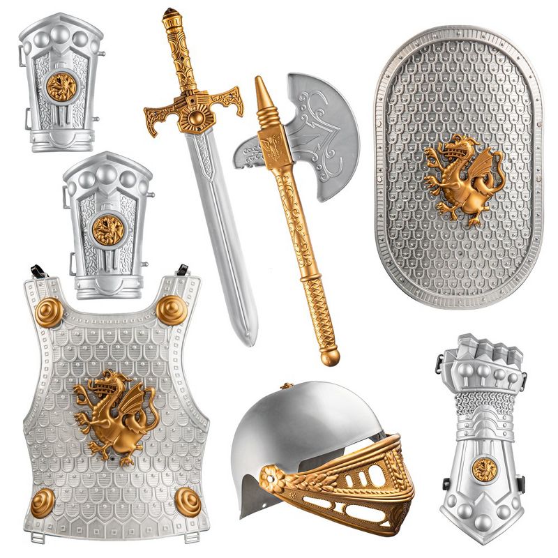 Dress-Up-America Knight Armor Set for Kids - Medieval Shield and Helmet Playset, 1 of 5