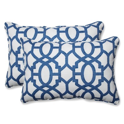Outdoor/Indoor Nunu Geo Ink Blue Over-Sized Rectangular Throw Pillow Set of 2 - Pillow Perfect
