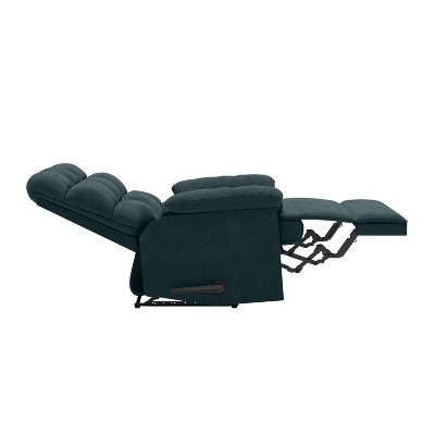 Deep Blue Microfiber Wall Hugger Recliner with Wood Frame