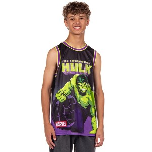 Seven Times Six Marvel The Incredible Hulk Basketball Jersey Men's Unleash The Fury Tank Top Purple - 1 of 4