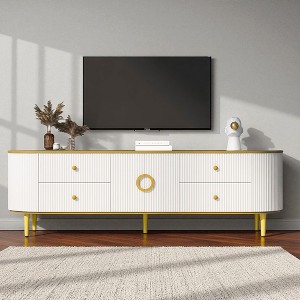 70.9" Modern TV Stand for TVs up to 80", Entertainment Center with 4 Drawers & 1 Cabinet, Wood Media Console with Metal Legs for Living Room - 1 of 4