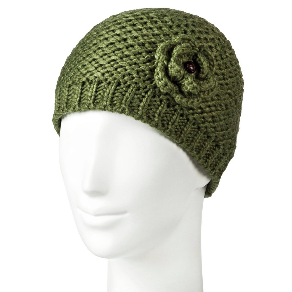 Women's Flower Detail Beanies - Moonshadow, Size: Small, Green was $17.99 now $8.98 (50.0% off)