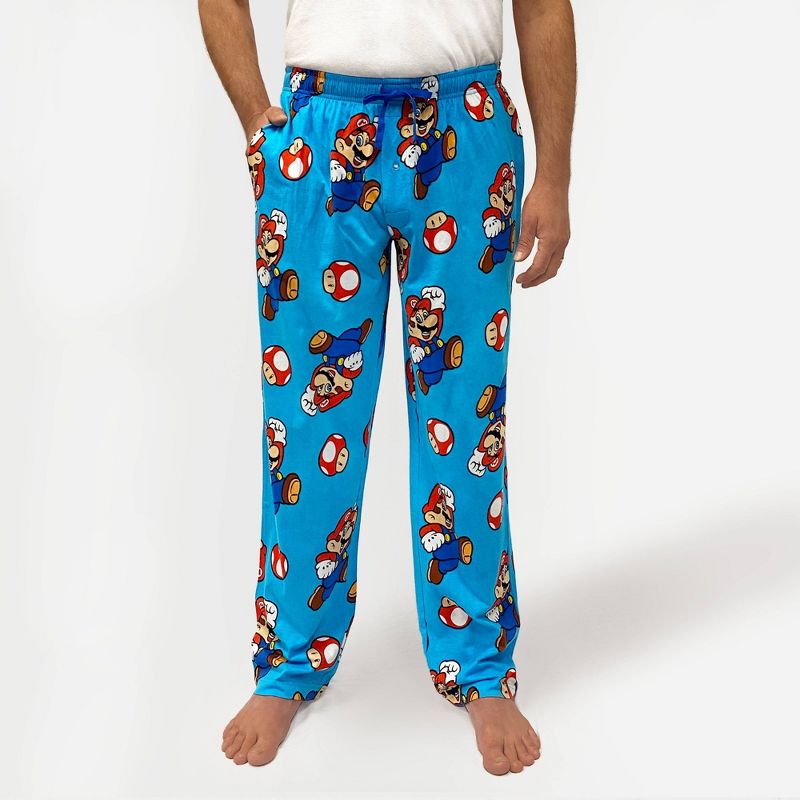 Men&#39;s Nintendo Super Mario Knit Lounge Pajama Pants - Blue, 1 of 5
