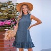 Women's Charming Chambray Back Tie Ruffle Dress - Cupshe - 2 of 4