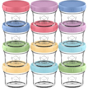 12pk Prep Baby Food Storage Containers, 4 oz Leak-Proof, BPA Free Glass Baby Food Jars for Feeding - 1 of 4