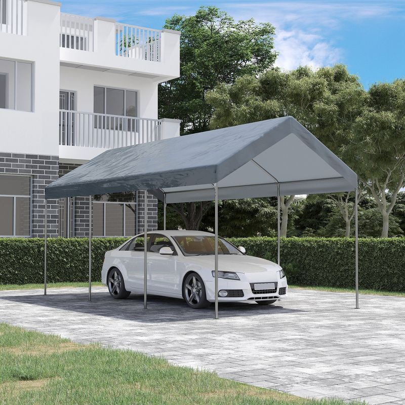 Outsunny 10' x 20' Carport, Portable Garage & Patio Canopy Tent, Adjustable Height, Anti-UV Cover for Car, Truck, Boat, Catering, Wedding, 2 of 7