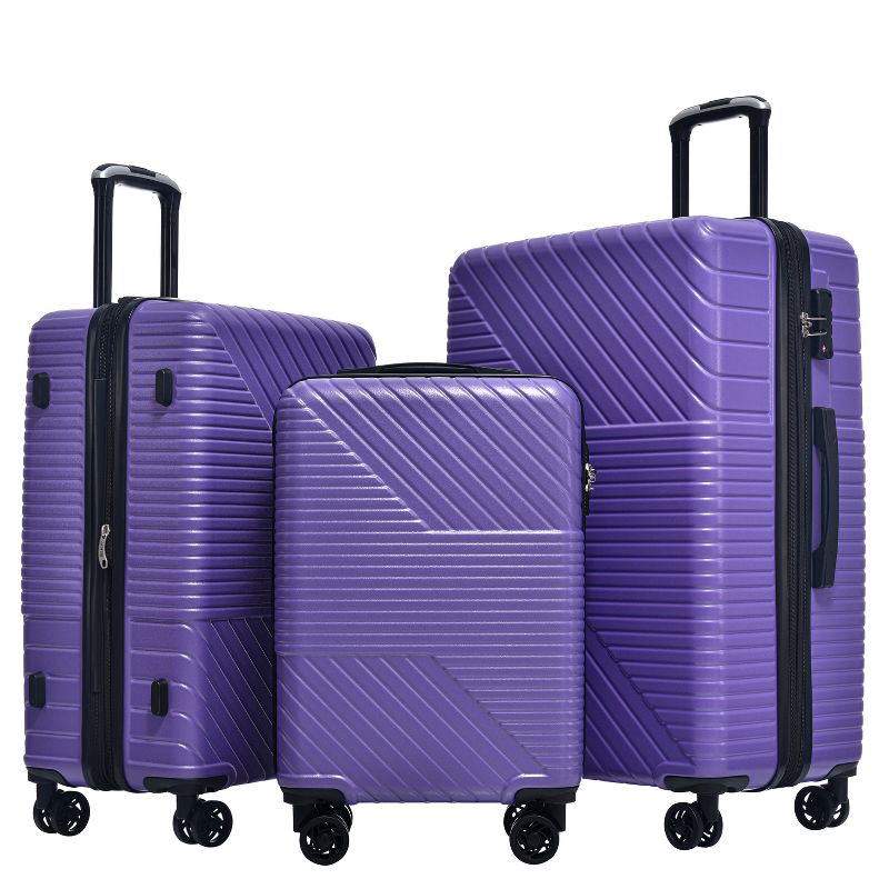 3 PCS Expandable ABS Hard Shell Luggage Set with Spinner Wheels and TSA Lock 20''24''28'' 4M - ModernLuxe, 1 of 11