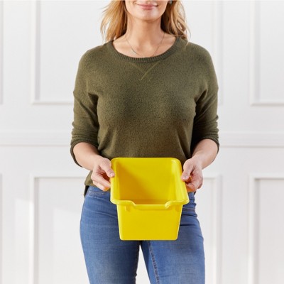 Yellow Stackable Plastic Kids Storage Bins, Set of 10