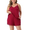 Agnes Orinda Women's Plus Size Adjustable Strap Elastic Waist Lace Trim Pajama Sets - 2 of 4