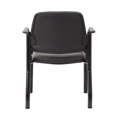 Black Mesh and Vinyl Mid-Back Guest Chair with Metal Frame