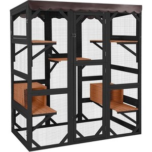 Large Outdoor Cat House, Cat Cage, and Cat Enclosure, Cat Paradise, Suitable for Multiple Cats to Play, with a Small House and Platform - 1 of 4