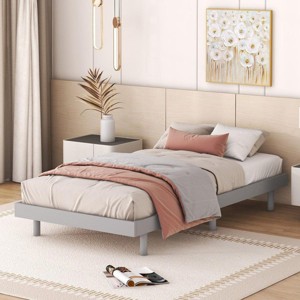 Streamdale Modern Design Twin Size Floating Platform Bed Frame for Grey Color - 1 of 4