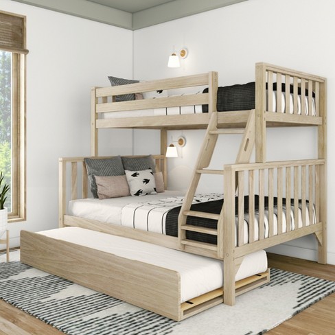 Plank beam Scandinavian Twin Over Full Bunk Bed With Twin size Trundle Blonde Target