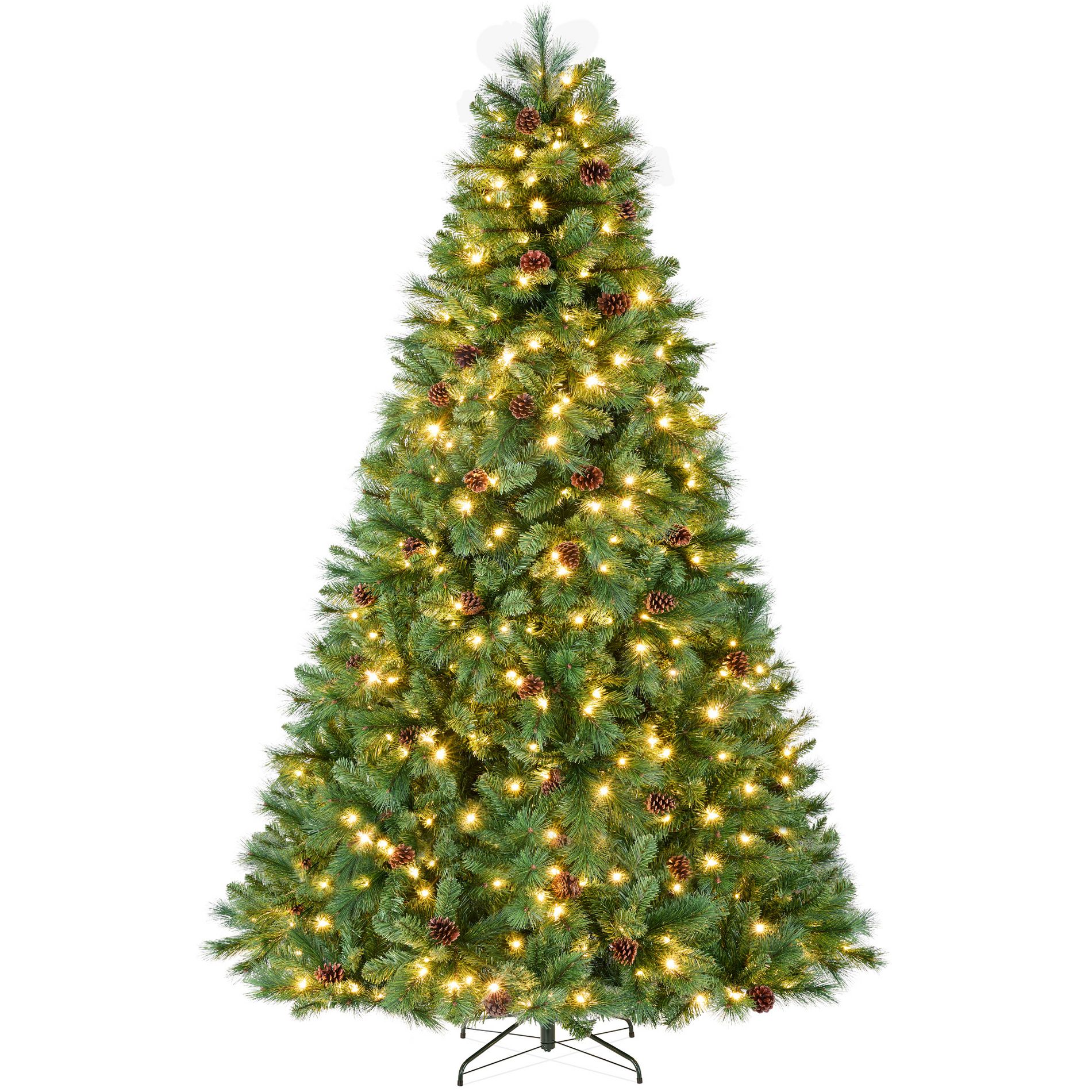 Best Choice Products 7.5ft Pre-Lit Scotch Pine Christmas Tree w/ 1,320 Branch Tips, 450 2-in-1 LED Lights
