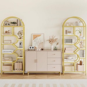 Jojoka 6-Tier 81.7" Tall Arched Bookshelf, Geometric Freestanding Bookcase and Open Display Storage Rack for Living Room, Bedroom, or Home Office - 1 of 4