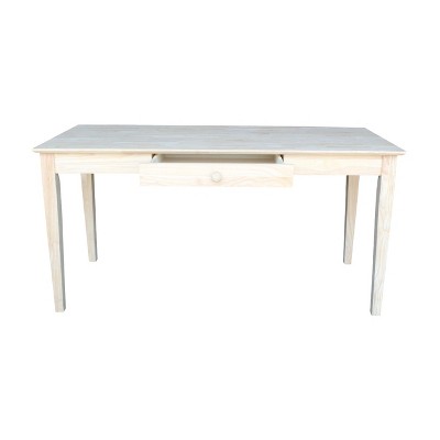 64" Unfinished Solid Wood Writing Desk with Drawer