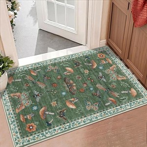 Washable Rug - Non-Slip Soft Farmhouse Carpet Low Pile Thin Floor Cover for Living Room, Bedroom Nursery Dining Room Dorm - 1 of 4