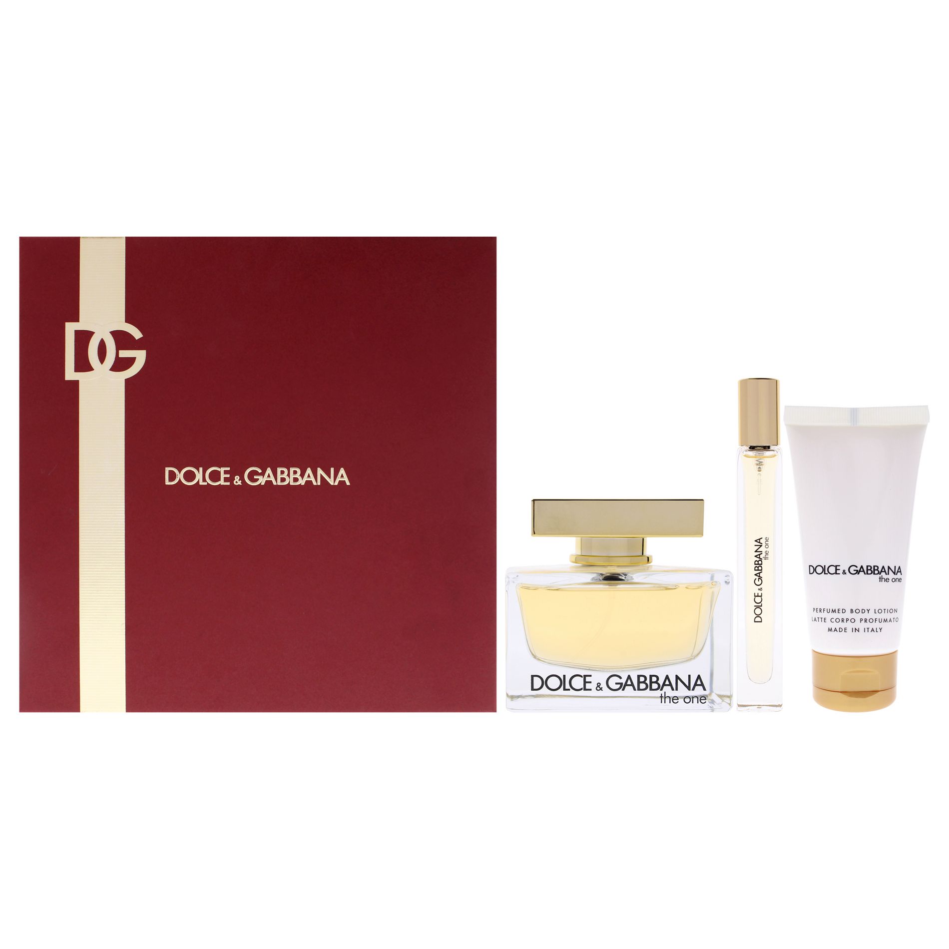 The One by Dolce and Gabbana for Women - 3 Pc Gift Set 2.5oz EDP Spray, 0.33oz EDP Spray (Mini), 1.7oz Body Lotion