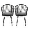 Grungis Outdoor Dining Chairs Set of 2 with Cushions, Boho Industrial PE Rattan Chairs with Hairpin Legs,All-Weather Patio Seating,Gray - 2 of 4