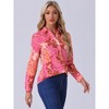Allegra K Women's Point Collar Long Button Sleeve Button Down Floral Shirt - 2 of 4