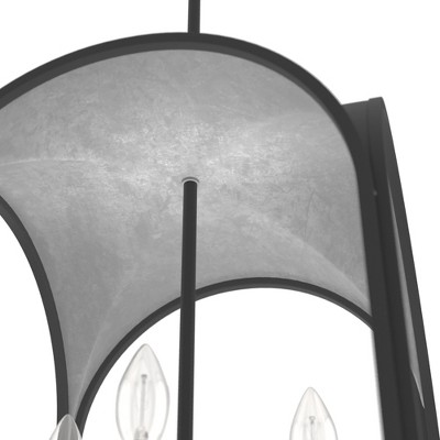 Dukestown 15" Natural Black Iron and Silver Leaf Pendant Light
