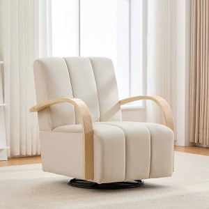 360° Swivel Accent Chair, Upholstered Tufted Lounge Chair with Solid Wood Armrests, Comfy Single Sofa Armchair - ModernLuxe - 1 of 4