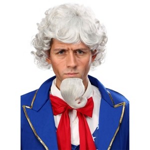 HalloweenCostumes.com One Size Fits Most Men  Men's Patriotic  Wig and Beard Kit, White/Gray - 1 of 3
