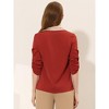 Allegra K Women's Contrast V Neck Collared Roll Up Long Sleeve Chiffon Office Shirt - 3 of 4