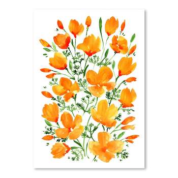 Americanflat Botanical Farmhouse Watercolor California Poppies By Blursbyai Poster