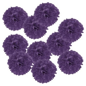 Unique Bargains Decorative Reusable Party Wedding Tissue Pom Poms Flowers 10 Pcs - 1 of 4