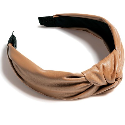 Shiraleah Knotted Faux Leather Headband-Tan