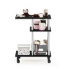Furinno U-Shape Rolling Storage Cart Sofa Side End Table w/Open Display Shelf,Americano - 2 of 4