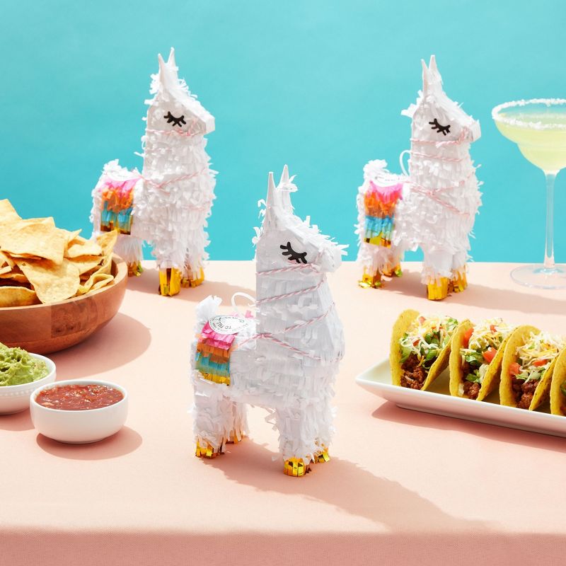 Juvale 3 Pack of Mini Llama Pinatas for Birthday Celebration, Fiesta Decorations, Animal-Themed Party Supplies, 4.9 x 2.1 x 10.2 In, 2 of 9
