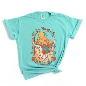 Simply Sage Market Women's Roam Free Distressed Short Sleeve Garment Dyed Tee - 1 of 4