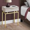 Monarch Specialties Accent Table Side End Nightstand Lamp Storage Drawer Living Room Bedroom Metal Laminate Beige Marble Look Gold Contemporary Modern - 4 of 4