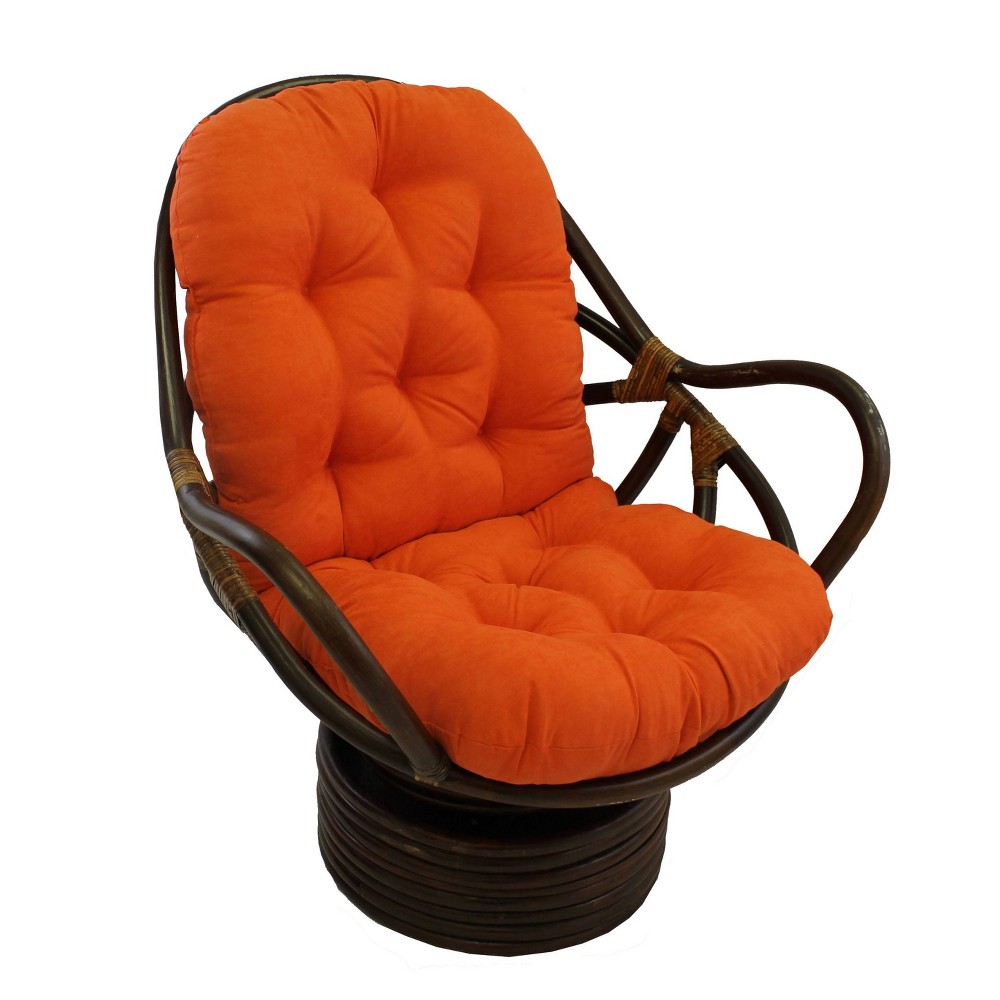 Photos - Rocking Chair Rattan Swivel Rocker with Micro Suede Cushion Tangerine Dream - Internatio