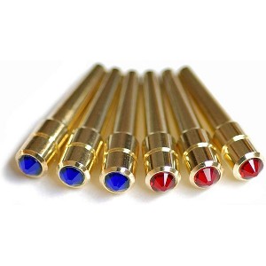 WE Games Brass Cribbage Pegs with Swarovski Austrian Crystals & Velvet Pouch - Set of 6 (3 Red, 3 Blue) - 1 of 3