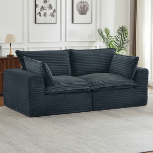 Loveseat Corduroy Cloud Boneless Sofa with Modular Sectional Design and Oversized Comfort - 1 of 4