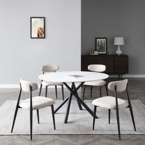 Coolbibila Modern Dining Chairs Set Of 2,Fabric Upholstered Armless Dining Chairs,Kitchen Dining Chair With Curved Backrest and Metal Frame - 1 of 4
