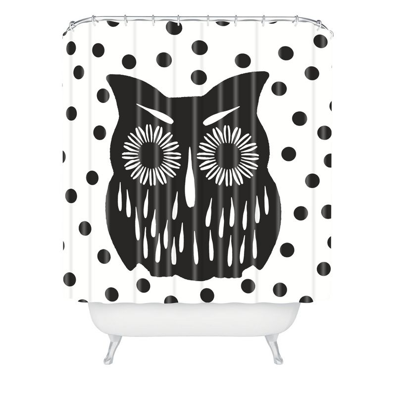 Garima Dhawan Vintage Black Owl Shower Curtain Black - Deny Designs, 1 of 6