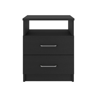 NicBex 19.9 inch High Nightstand with 2 Drawers,Modern Side Table with Open Top Shelves,Bedside Table for Bedroom,Living Room,Black/Gray/White